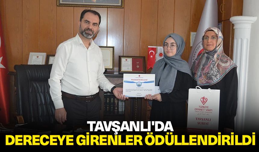 Tavşanlı'da dereceye girenler ödüllendirildi