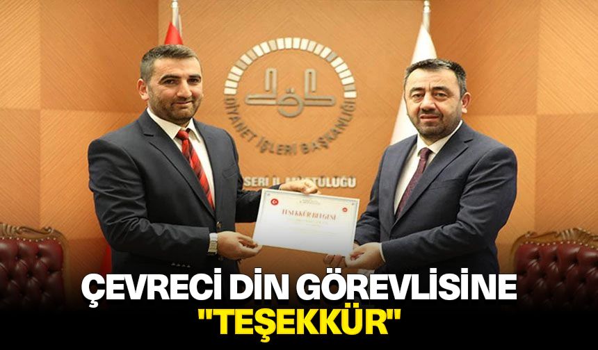 Çevreci din görevlisine "Teşekkür"