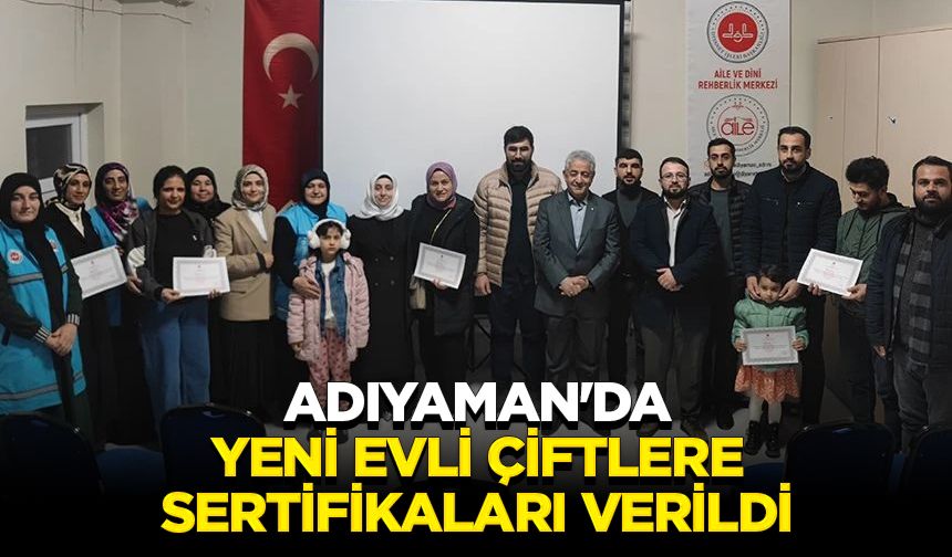 Adıyaman'da yeni evli çiftlere sertifikaları verildi