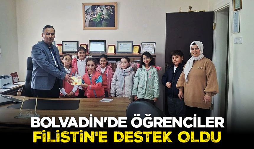 Bolvadin'de öğrenciler Filistin'e destek oldu