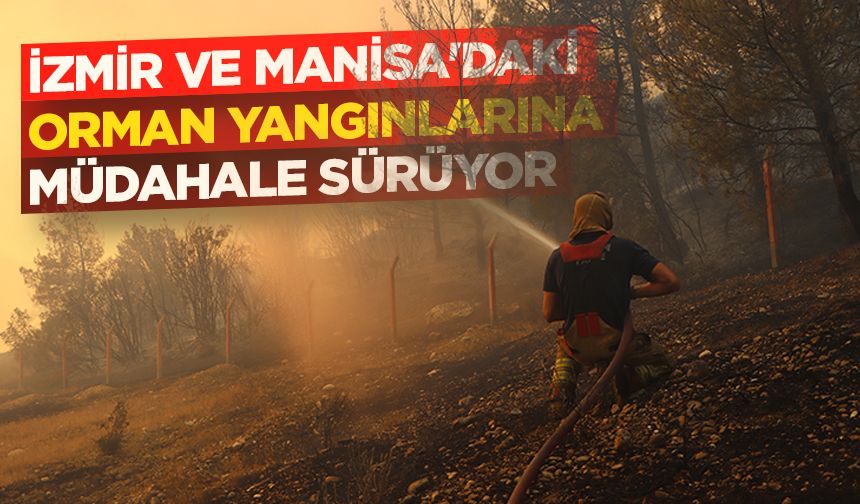 İzmir ve Manisa'daki orman yangınlarına müdahale sürüyor
