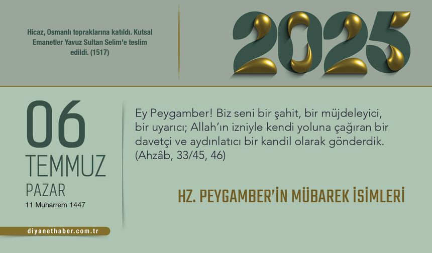 Hz. Peygamber’in Mübarek İsimleri