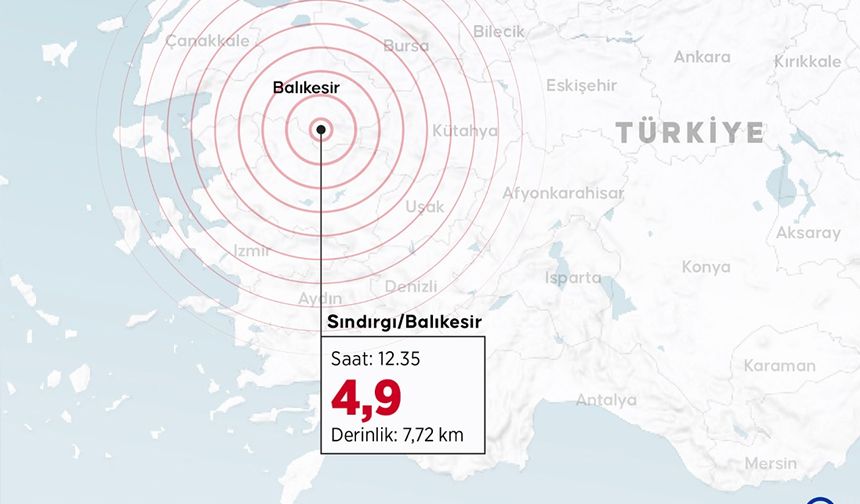 Balıkesir'de 4,9 büyüklüğünde deprem