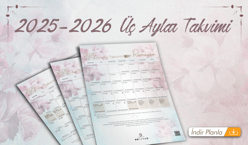 İndirilebilir Üç Aylar planlayıcısı 2025 - 2026