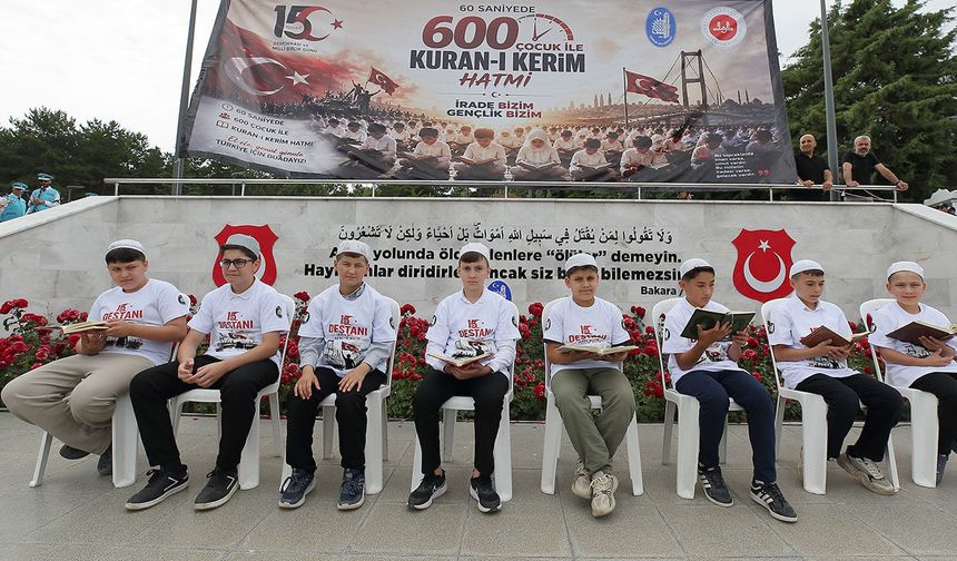 600 ÇOCUKLA ŞEHİTLERE HATİM İNDİRDİLER