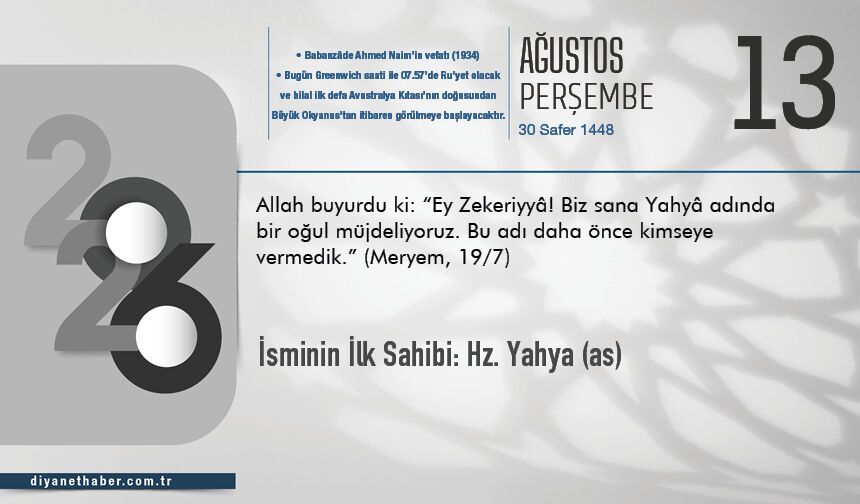 İsminin İlk Sahibi: Hz. Yahya (as)