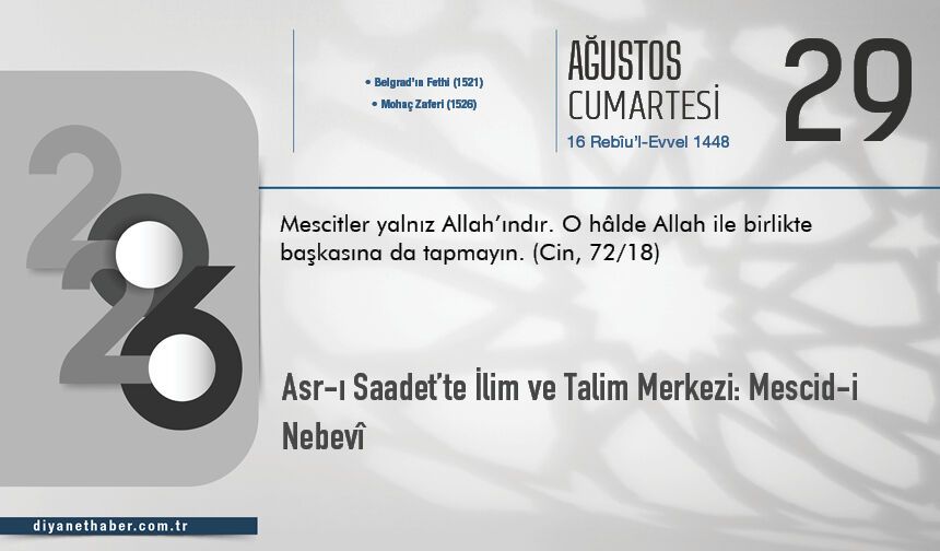 Asr-I Saadet’te İlim Ve Talim Merkezi: Mescid-İ Nebevî
