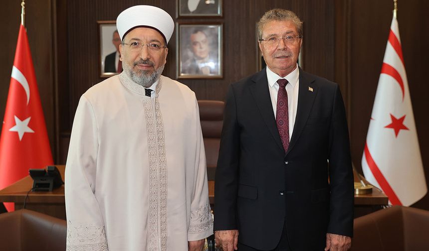 KKTC BAŞBAKANI ÜSTEL, DİYANET İŞLERİ BAŞKANI ARPAGUŞ’U KABUL ETTİ