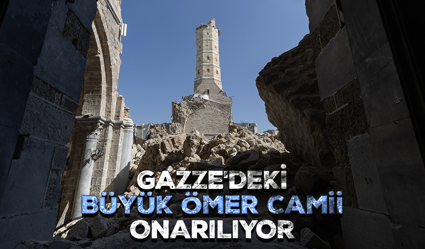 Büyük hasar alan Gazze'deki Büyük Ömer Camii onarılıyor