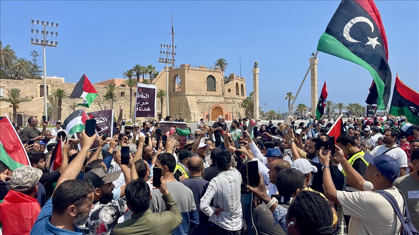 Gazze’ye Ilerleyen Mağrib Direniş Konvoyu Libya'nın Tacura Kentine Ulaştı 1