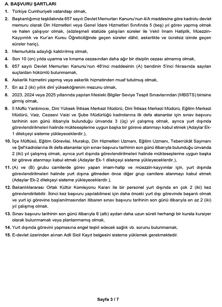 1 2025 Yılı Yurt Dışı Uzun Süreli Din Görevlisi Sınav Duyurusu 3