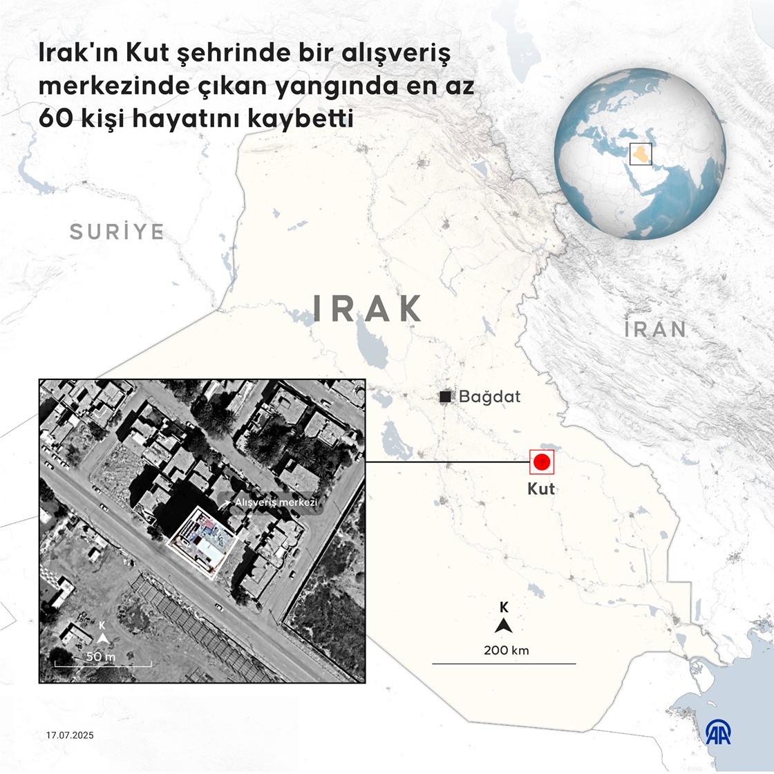 Irak’ın Kut Şehrinde Bir Alışveriş Merkezinde Çıkan Yangında 61 Kişi Hayatını Kaybetti