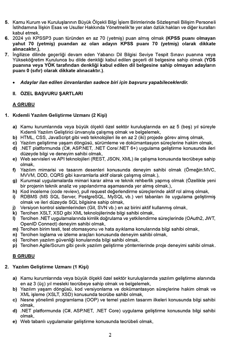 2026 Yılı Sözleşmeli Bilişim Personeli Alım Duyurusu 2