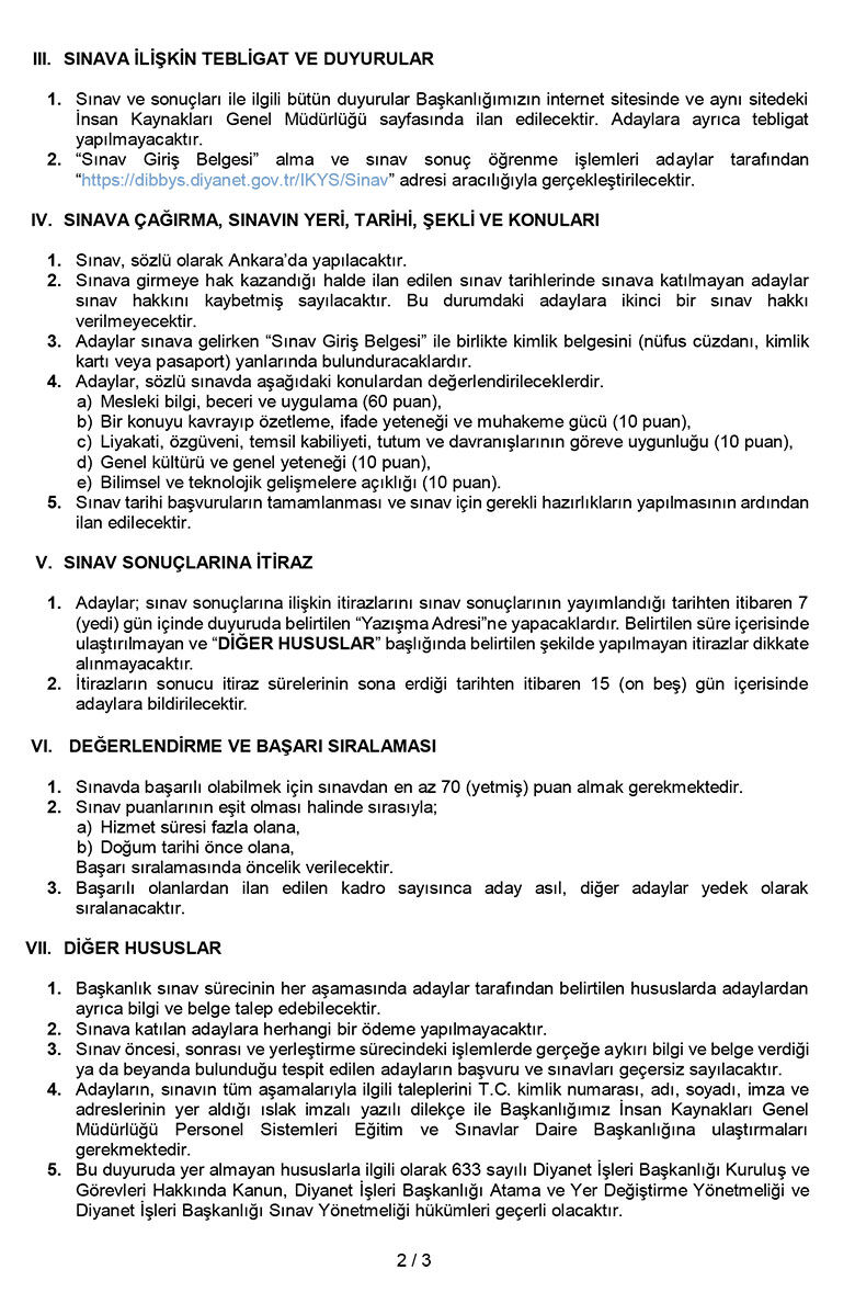 2026 Yılı Aşçı Alım Sınavı Duyurusu 2