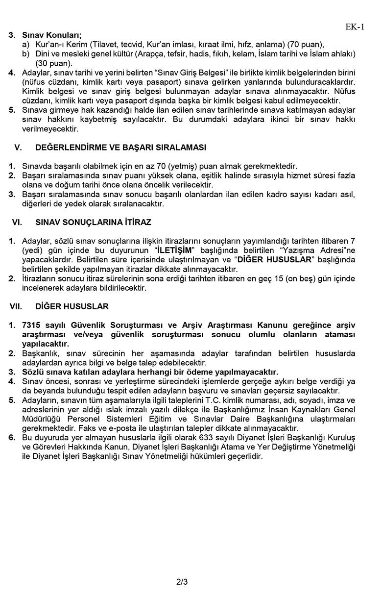 2026 Yılı Mushafları İnceleme Ve Kıraat Kurulu Üyeliği Sınavı 2